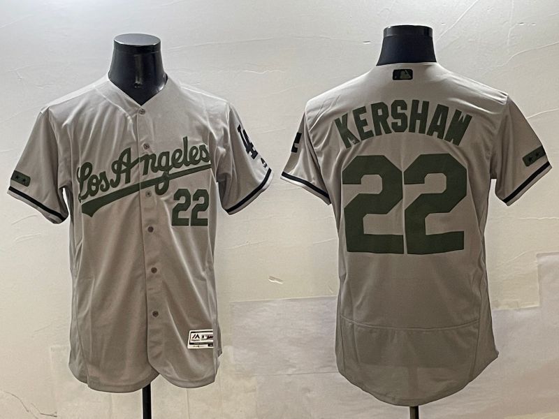 Men Los Angeles Dodgers #22 Kershaw Grey Fashion Elite 2025 Nike MLB Jersey style 1